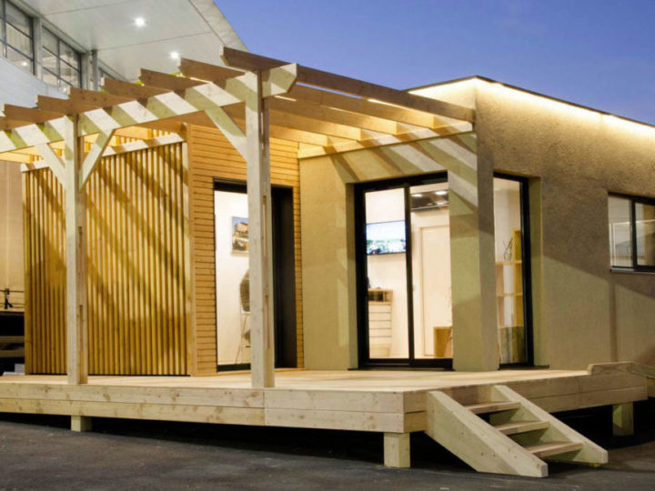 Construction showroom modulaire bois déménagé plus de 6 fois