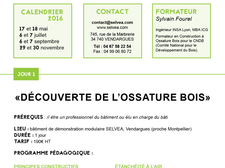 Formations Construction modulaire Bois