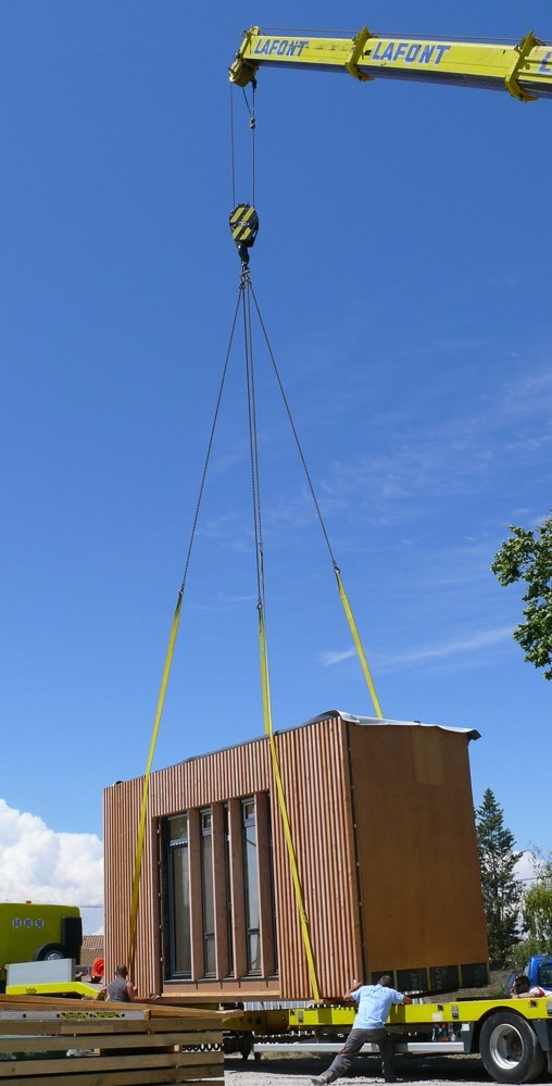 Levage bâtiment modulaire bois